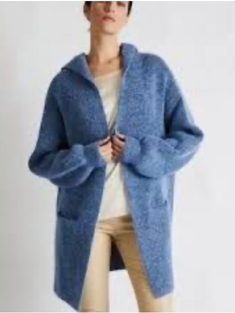 Beryll blue cashmere hooded cardigan